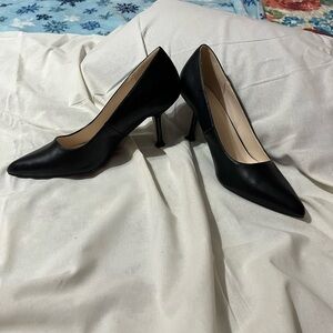 Halston Heritage Black Pointed Pump with Slim Heel